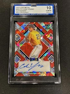 COLE YOUNG 2022 LEAF METAL XRC ROOKIE AUTOGRAPH RED CRYSTALS RC AUTO /2 ISA 10 - Bild 1 von 2