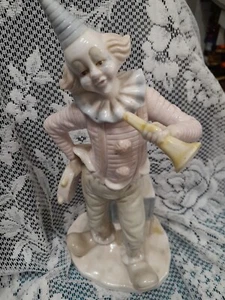 Payaso de circo de porcelana vintage de 12" de alto colores pastel sin marcar - Imagen 1 de 13