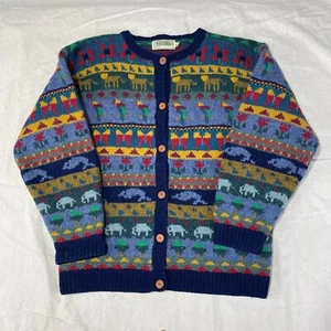 Cardigan maglione vintage L.L Bean donna medio M lana animali Cottagecore anni 80 - Foto 1 di 13