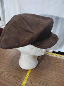 RARE VINTAGE 1970s REAL SHEEPSKIN LEATHER FLAT HAT CAP Micheal Jackson Sly Stone - Picture 1 of 6