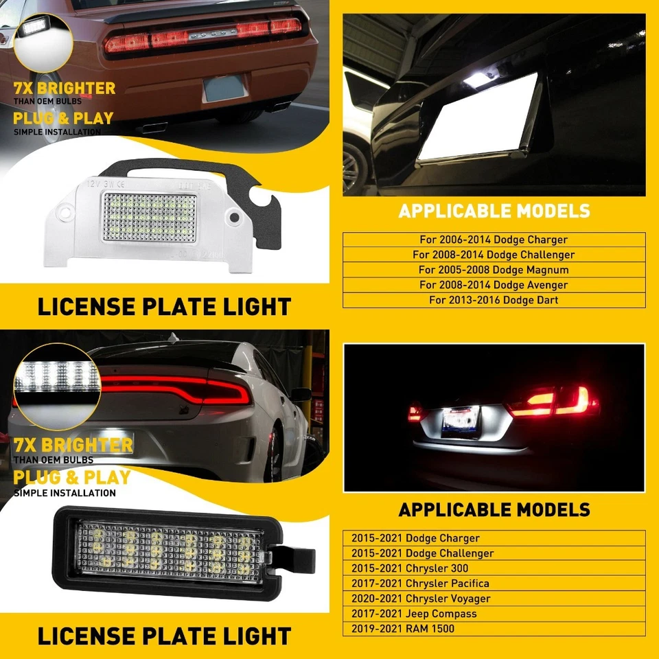 Luz de matrícula LED OXIALM 18-SMD para Chrysler Voyager 20-2021 6500K blanca H Foto 1 de 1