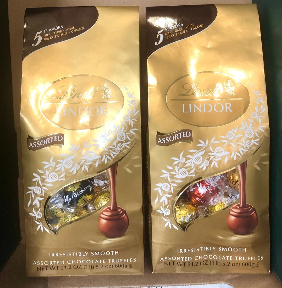 2 Lindt Lindor Assorted Chocolate Truffles, 5 Flavors, 21.2oz / 600g Each Bag - Image 1 of 1