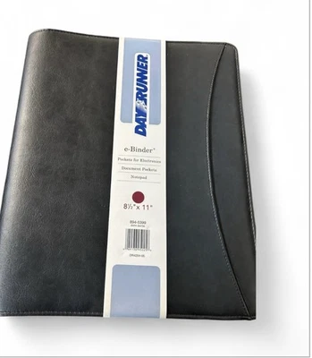 NUEVO Day Runner 3 anillos carpeta electrónica cuero negro cremallera 8-1/2”x11” bolsillos Foto 1 de 4