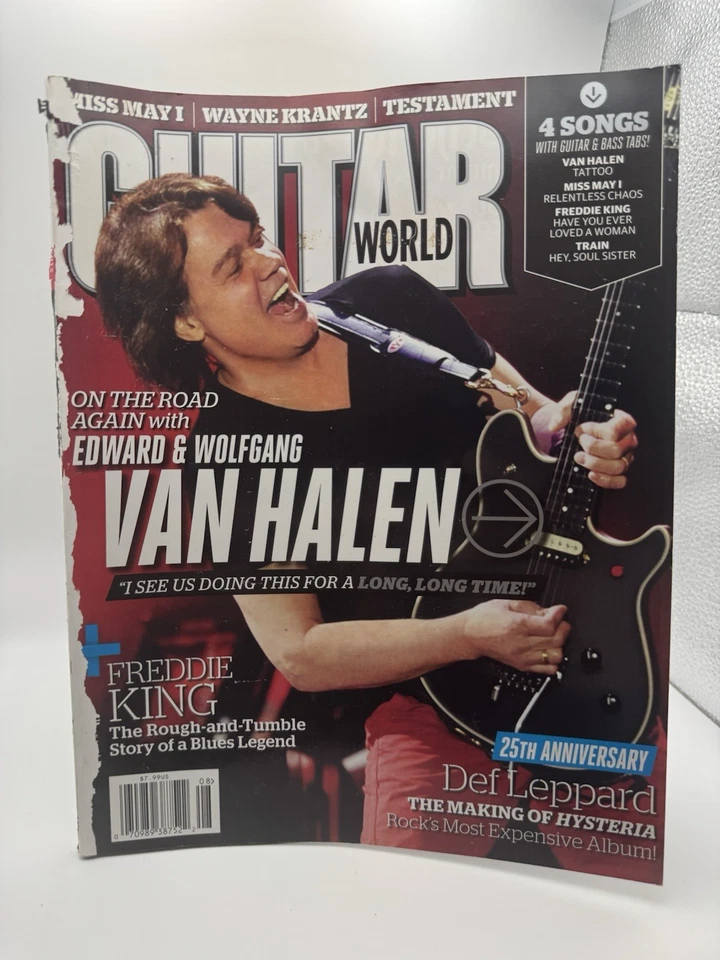 Guitar World Magazine August 2012 Eddie Van Halen Def Leppard Freddie King Foto 1 de 1