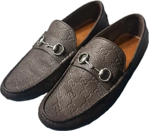 Gucci Herren Kakao Halbschuhe Größe 10 G Byron Driver Leder Nelke Kalb Weich - Bild 1 von 8