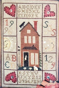 Homespun Elegance Plain & Fancy CONTENTED HOUSE SAMPLER Chart - Picture 1 of 4