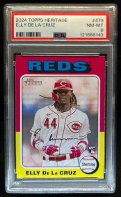 2024 Topps Heritage Elly De La Cruz RC Rookie #473 Reds PSA 8 - Imagem 1 de 2