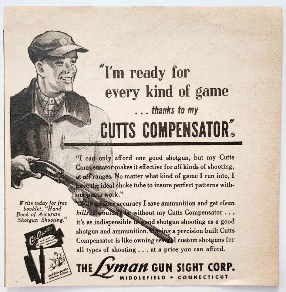 Mira telescópica Lyman Cutts 1952 publicidad óptica pistola de caza accesorios DWQQ6 Foto 1 de 1