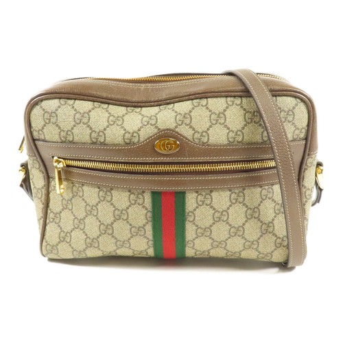 Borsa a tracolla Gucci GG GHW 517080 in tela rivestita in PVC marrone