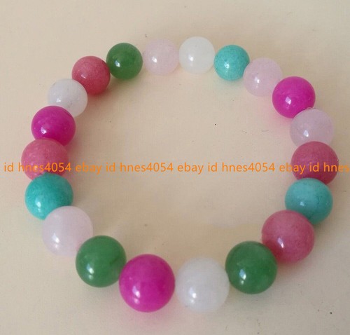 VALENTINO "Bracciale Elastico Pietra Preziosa Giada Naturale 8 10 12 mm Pietra Rotonda Perline 7 5"""