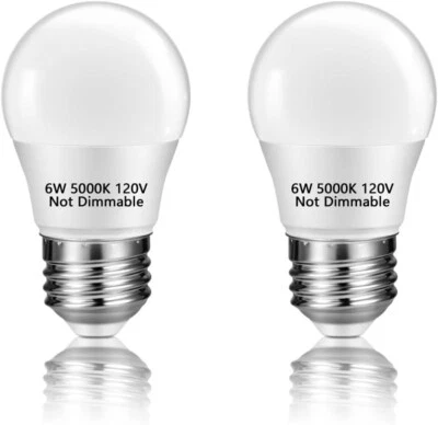 NETEHA 2 Pack A15 6W 120V E26 Base Small LED Refrigerator Light Bulb, Non-Dimmab - Image 1 of 4