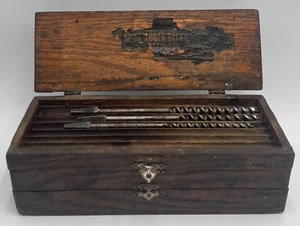 Vintage Set Russell Jennings Spur Auger Bits In Wooden Box - Picture 1 of 10
