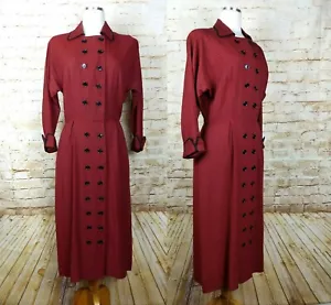 Vestido Henry Rosenfeld Vintage Años 50 Rojo 29 Cintura Algodón Guinga Cottage Rockabilly - Imagen 1 de 12