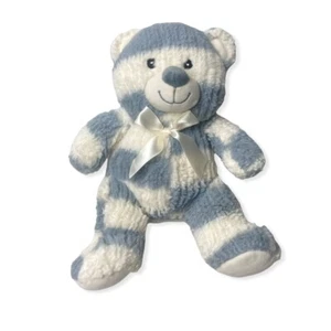 Kellytoy Luxe Gray Striped Soft Plush Rattle Sewn In Teddy Bear - Picture 1 of 9
