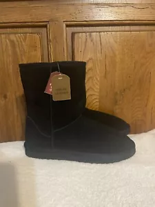 Suede Genuine Leather Winter Boots Size 8 Snow Bootie Black Height 8 1/2” - Picture 1 of 8