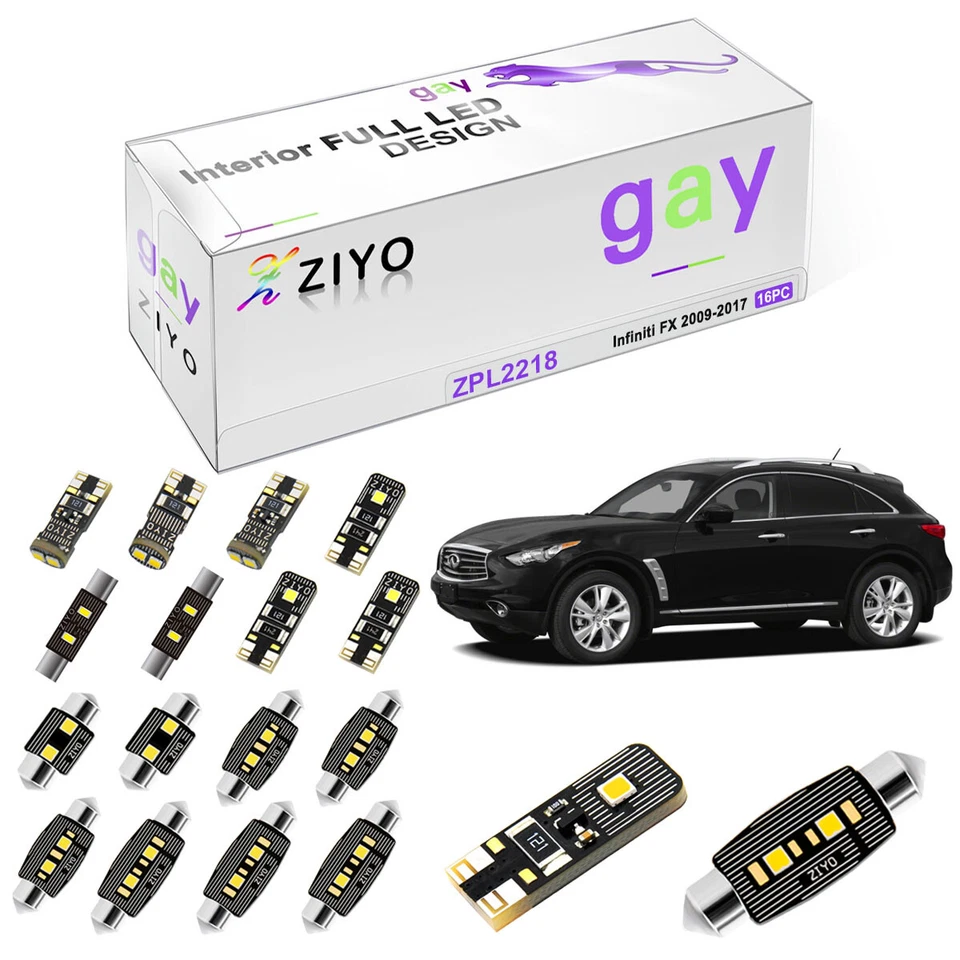 Kit de luces interiores LED blancas 16 piezas para Infiniti FX37 FX45 FX50 QX70 2009-2017 Foto 1 de 4