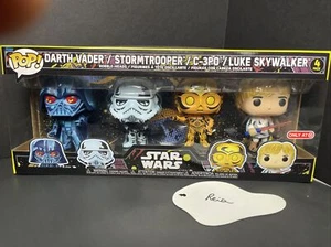 Funko Pop! Star Wars 4-Pack Bobble Heads - Darth Vader, Stormtrooper, C-3PO,... - Picture 1 of 6