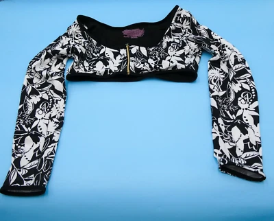 Victorias Secret Small Black White Floral Rashguard Long Sleeve Crop Swim Top VS - Image 1 of 4