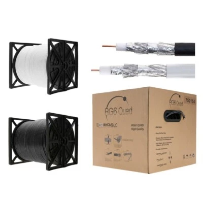LOTE de antenas HD de TV vía satélite de 1000 pies RG6 para exteriores cable coaxial de protección cuádruple 18 AWG 3 GHz Foto 1 de 4