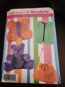 Retro Simplicity Pattern 4379 Misses Vest & Fur Accessories Size bust 28"-36.5" - Picture 1 of 2