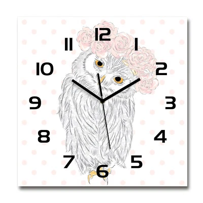 Tulup Horloge Murale En Verre 60x60 - Chouette Dans Une Couronne - Photo 1/4