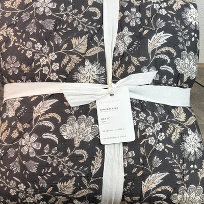 COLCHA REVERSIBLE HECHA A MANO POTERRY BARN BETTE, KING/CAL KING ~ NEUTRAL Foto 1 de 4