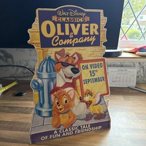 Disney store Oliver and Company counter card display standee Shop VHS ORIGINAL - Picture 1 of 16