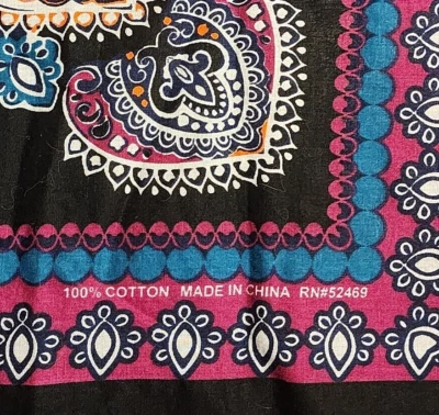 Bandana Ethnic design black bright 100% cotton China hanky Boho hippie Moroccan Foto 1 de 4