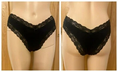 ORIGINALLY MADE FOR MAJOR HIGH STREET STORES MAJOR STORE Black Cotton Blend Lace High leg Miami Knickers Briefs 8 10 12 14 16