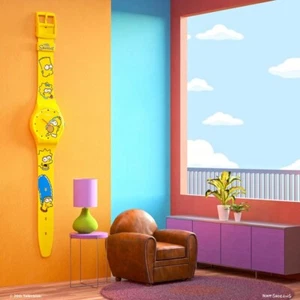 Swatch Watch Simpsons Family Maxi MGJ001 Sold Out Wall Clock - Picture 1 of 10
