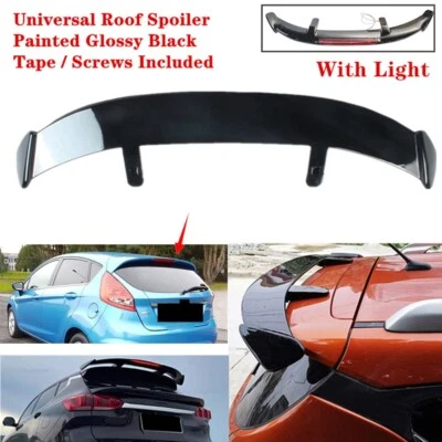Universal Fit For Ford Fiesta 12-19 Rear Roof Spoiler Wing Gloss Black W/ Light Foto 1 de 4