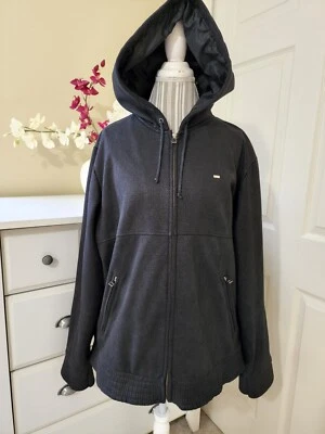 Chaqueta OBEY Propaganda Para Hombre Negra Guijarro Líquido Imitación Cuero Con Capucha Cremallera Talla XL Foto 1 de 4