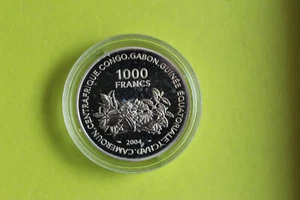2004 CENTRAL AFRICAN COUNTRIES 1000 FRANCS SILVER PROOF COIN - Picture 1 of 2
