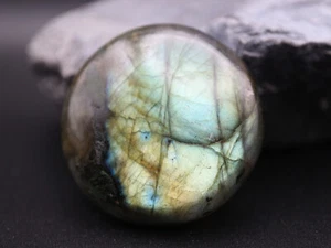 GOLDJUNGE69 GJA LABRADORIT *RUND* 38mm / 108ct. / UNIKAT GRÜN - BLAU /  EDELSTEI - Bild 1 von 3