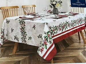 NEW Villeroy & Boch Perfect Holly Christmas Polyester Tablecloth 60"X 120" NIP - Picture 1 of 6