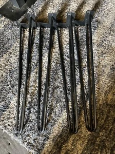 4 patas de mesa de hierro horquilla 24”, mediados de siglo danés moderno, industrial vintage J, - Imagen 1 de 3