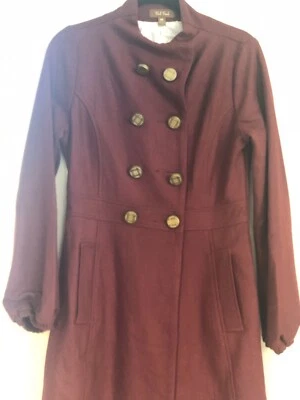 Abrigo Paul Frank Rojo/Borgoña Mediano Preppy Chic Lana A Medida Foto 1 de 4