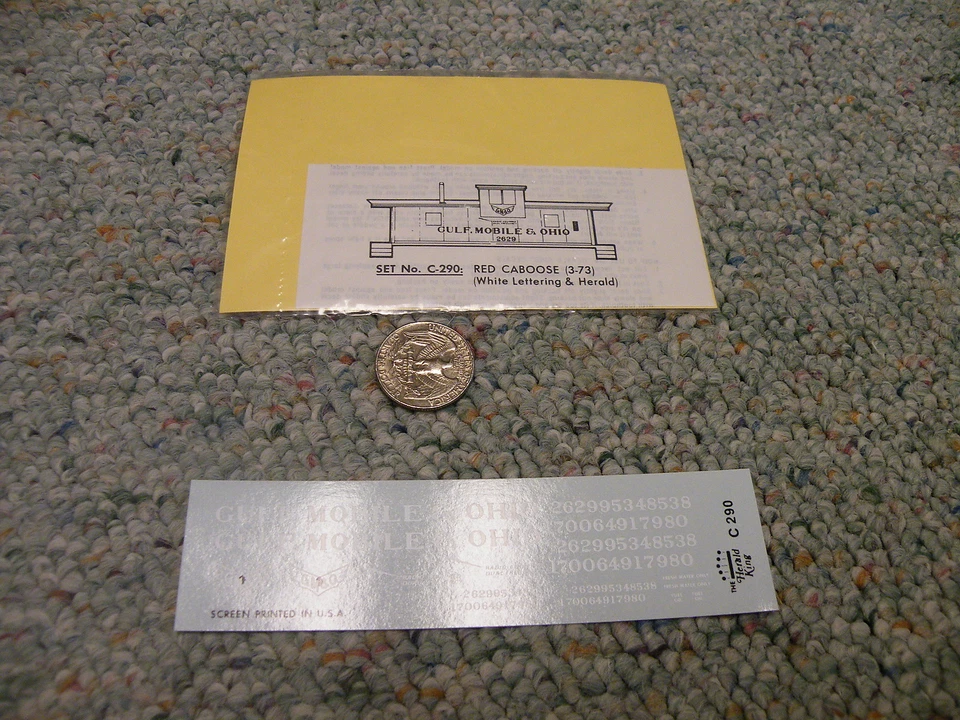 Herald King decals HO C-290 Gulf Mobile Ohio red caboose wh lett herald  N40 - Image 1 of 1