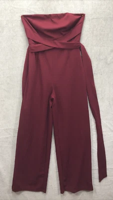 Mono Halter Forever 21 Sin Tirantes Talla M Borgoña Corbata Cinturón a Espalda Foto 1 de 4