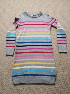 Girls Gap Knitted Grey stripes Dress size Large VGC - Picture 1 of 5