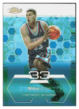 E286 MIKE MILLER 2002-03 TOPPS FINEST REFRACTOR 33/250 #78 GRIZZLIES JERSEY #