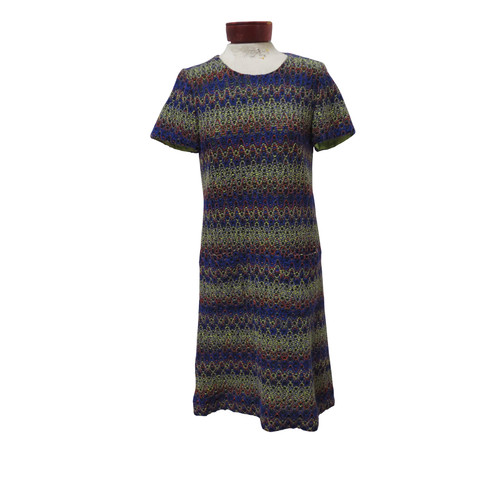 Abito a tubino Kate Spade taglia 8 in filato di lana testurizzato linea A midi chevron nuovo senza etichette