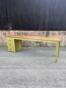 Industrial Reclaimed Large Clerks Desk. Original Paint, Statement, 8ft, Drawers - Picture 1 of 10