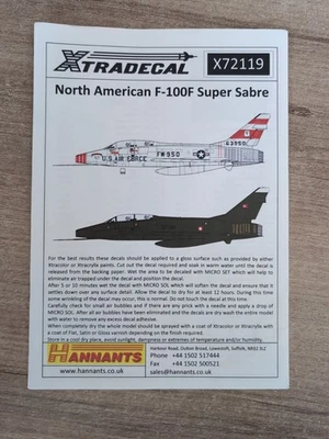 Décalcomanies Maquette Avion 1:72 F100 - Photo 1/4