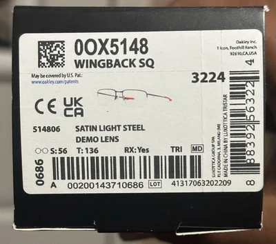 Oakley OX5148-0656 Wingback SQ acero ligero satinado demostración Foto 1 de 4