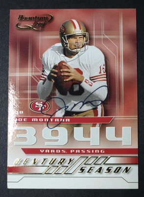 2001 QUANTUM LEAF SAMPLE #CS-22 JOE MONTANA AUTOGRAPH ON CARD W/COA *NRMT* - Image 1 of 4