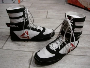 Zapatos de Boxeo Reebok Hombre Negro Blanco Rojo Botas Talla 10 Mayweather Nueva York - Imagen 1 de 7