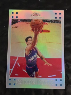 JOHN STOCKTON 696/999 2007 Topps Chrome Refractor Basketball Card #98 Utah Jazz  - Image 1 of 4