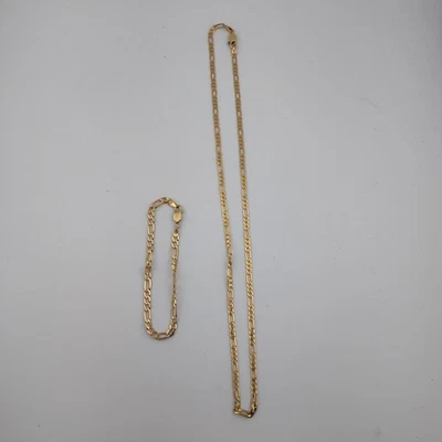 14k gold chain and bracelet set women link tested and verified  - Image 1 of 4