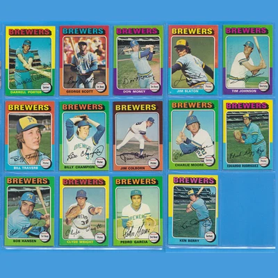 1975 Topps Milwaukee Brewers Lot (14 cards, EX+) Darrell Porter George Scott - Image 1 of 2